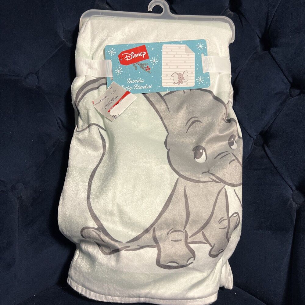 Disney Dumbo Super Soft Baby Blanket-Light Green/White/Silver- 30"X 40"/New